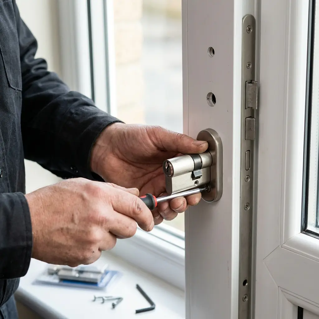 Anti-snap euro cylinder lock being fitted